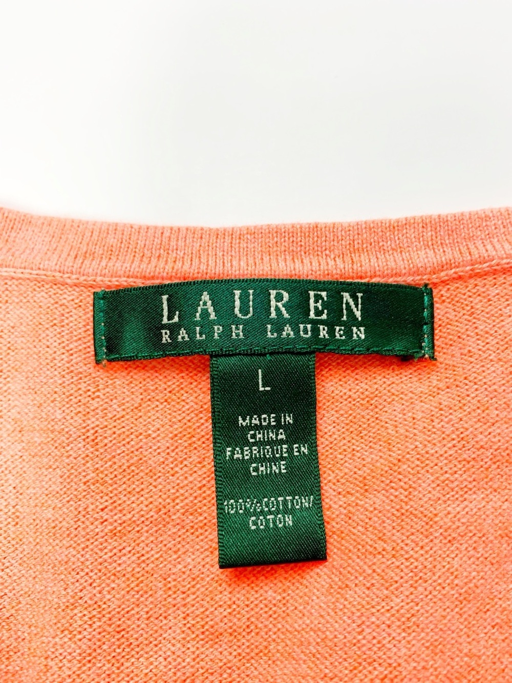 Ralph Lauren Coral V Neck Sweater 100% Cotton NWOT Lightweight Preppy Pullover - Picture 10 of 13